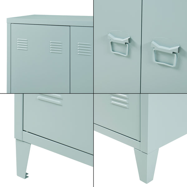 Casier de bureau métallique Oripää à 2 portes 110 x 75 x 33 cm bleu gris [en.casa]