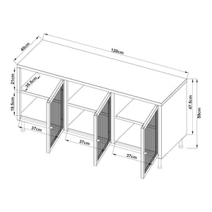 Meuble TV Lindau 120 x 40 x 59 cm blanc crème [en.casa]
