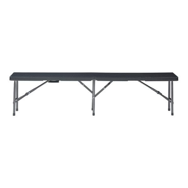 Tuinbank Mark set van 2 opvouwbaar 180x25x43 cm rotan look zwart [en.casa]