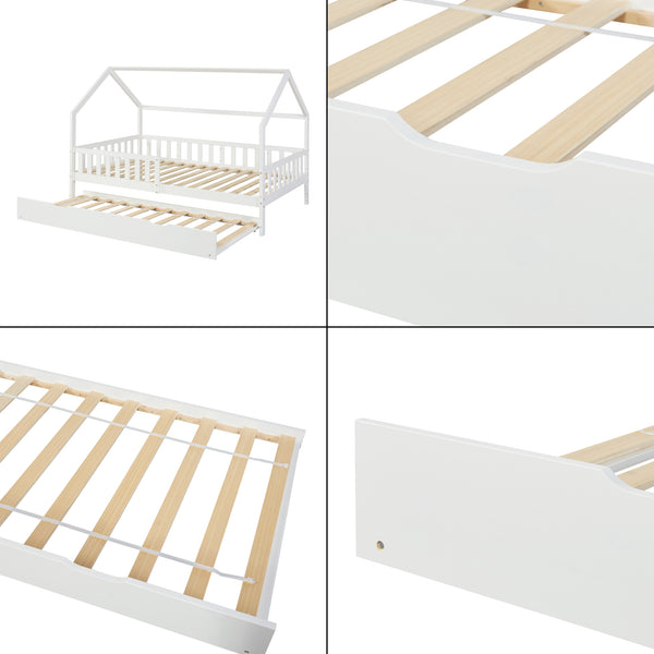 Onderschuifbed Ydre op wielen 197x94x22 cm wit [en.casa]