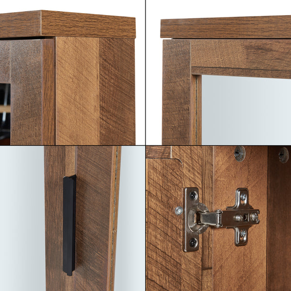 Armoire murale de salle de bain Namsskogan avec miroir 50 x 60 x 15 cm effet noyer noir [en.casa]