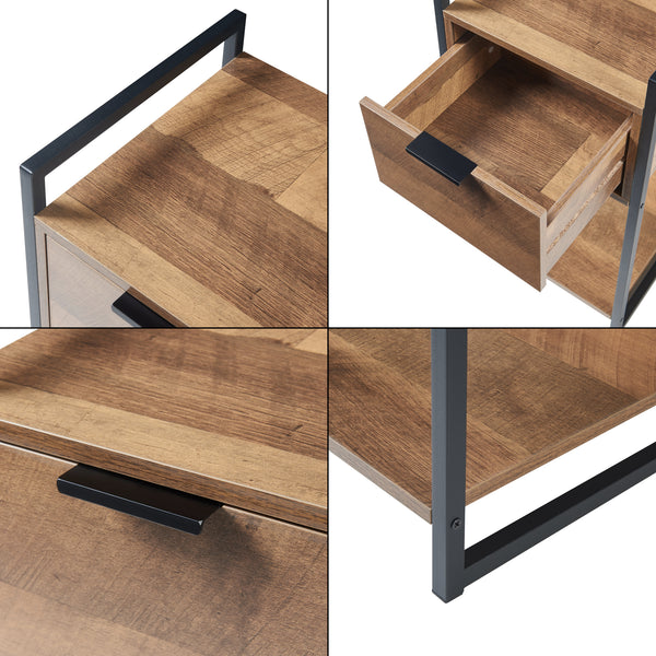 Table d'appoint Namsskogan panneau de particules métal 62 x 33 x 32 cm effet noyer noir [en.casa]