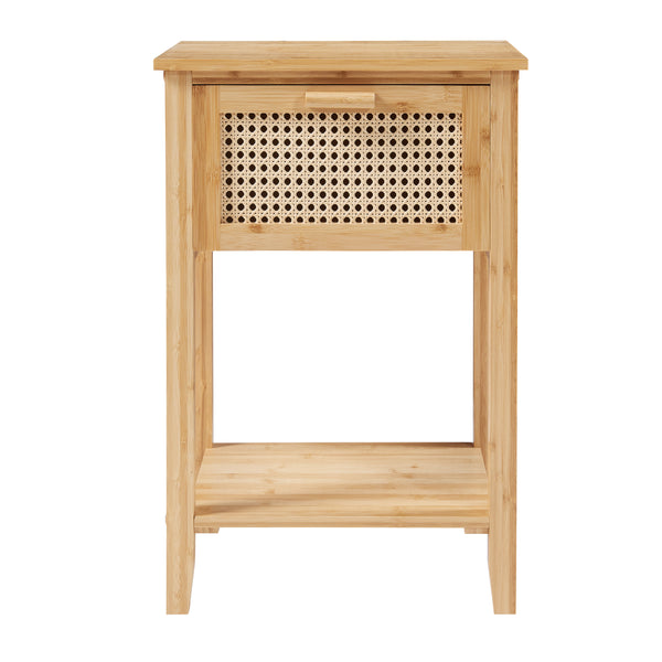 Nachtkastje Leirfjord 60x40x35 cm naturel en rotan look [en.casa]