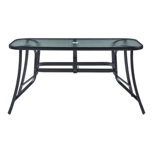 Salon de jardin 7 pièces Aradeo avec table à manger et 6 chaises acier verre trempé textilène casa.pro