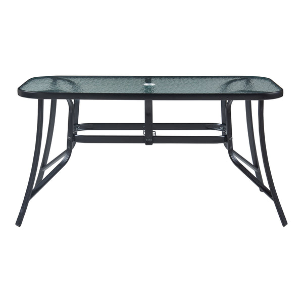 Salon de jardin 7 pièces Aradeo avec table à manger et 6 chaises acier verre trempé textilène casa.pro