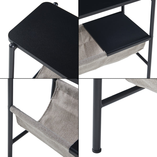 Table d'appoint Samnanger avec porte-revues 60 x 28 x 53 cm noir gris [en.casa]