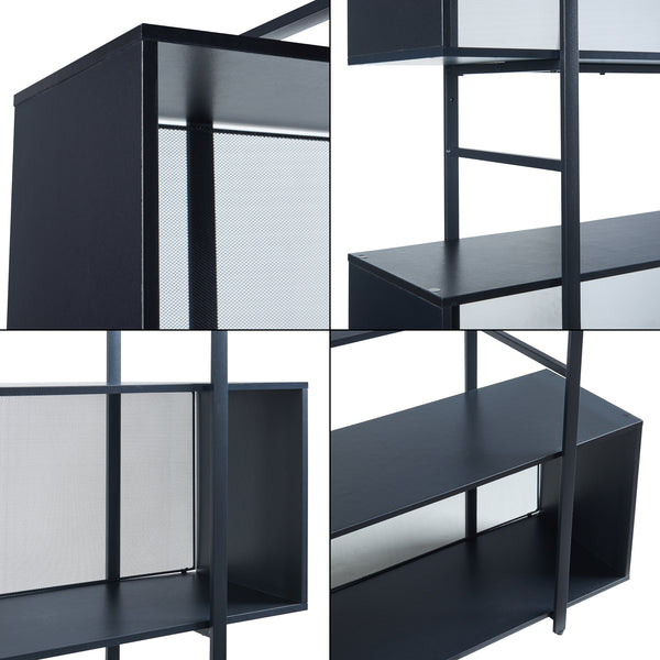 Boekenkast Randaberg open kast 180x180x33 cm zwart [en.casa]