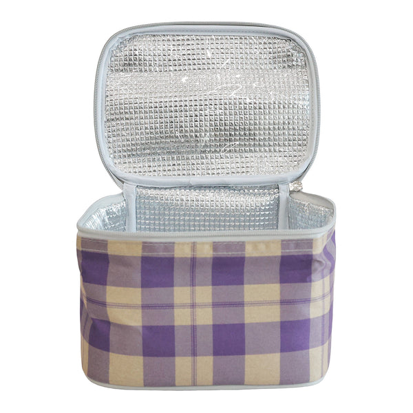 Picknickmand Folldal voor 2 personen incl. inhoud 40x28x25 cm grijs paars en beige casa.pro