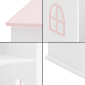 Kinderkast Leksand open kast 140x40x35 cm wit en roze [en.casa]