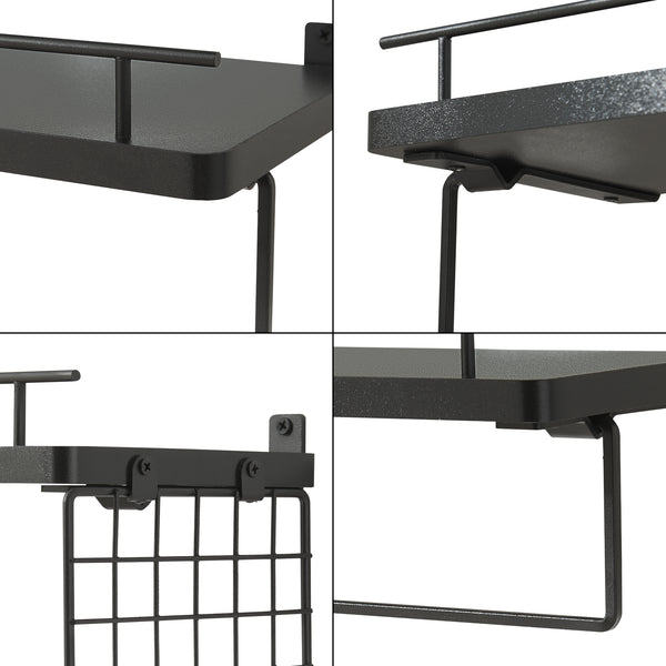 Wandplank Vik set van 2 zwart [en.casa]