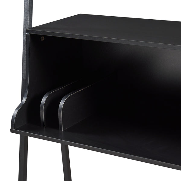 Bureau Storfjord met planken 183,5x80x40 cm zwart [en.casa]