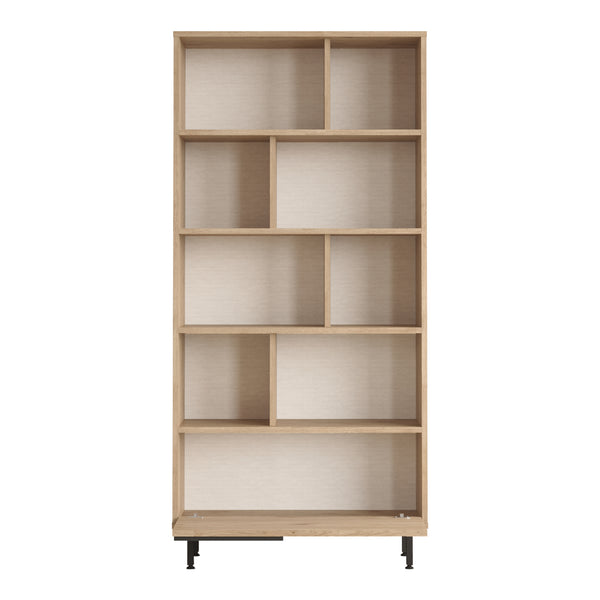 Bibliothèque Kvænangen 176 x 84 x 30 cm effet chêne aspect rotin noir [en.casa]