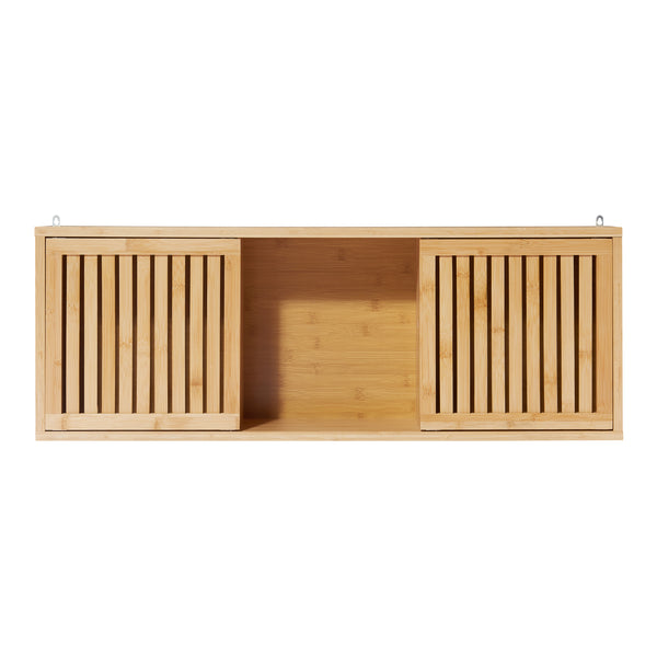 Badkamerkast Ypäjä voor wandmontage 93x20x33 cm bamboe naturel [en.casa]