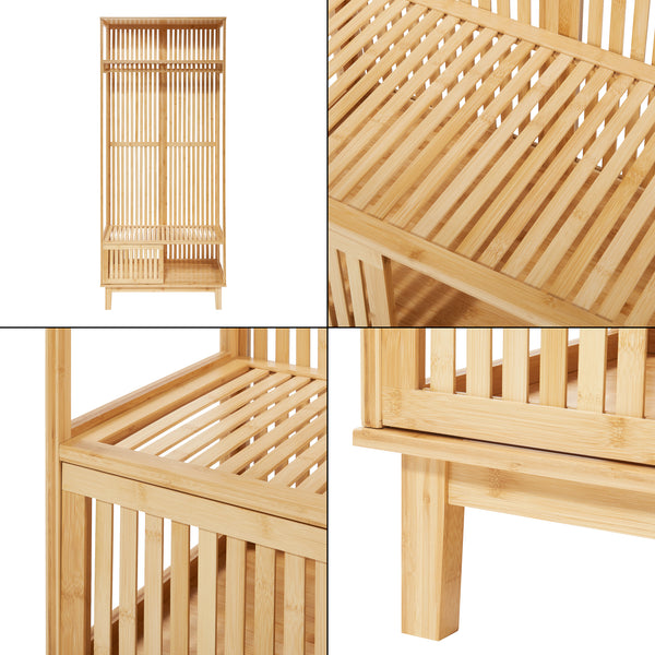 Kledingkast Ypäjä open kast 187x80x47 cm bamboe naturel [en.casa]