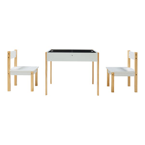 Ensemble de table et 2 chaises pour enfants Smedjebacken naturel blanc noir [en.casa]