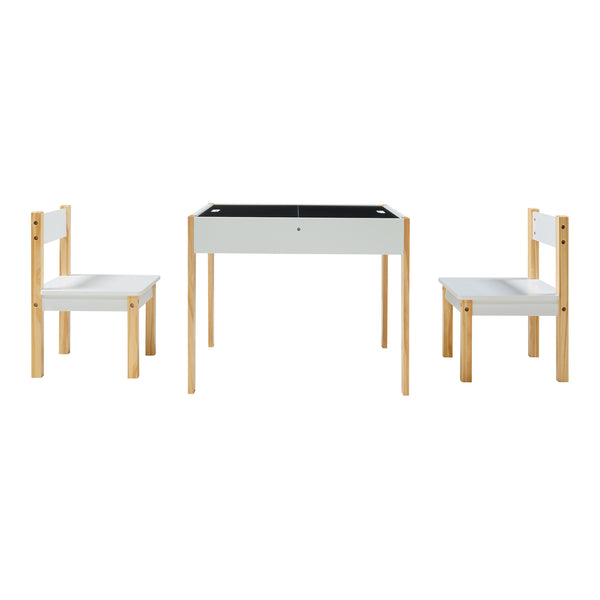 Ensemble de table et 2 chaises pour enfants Smedjebacken naturel blanc noir [en.casa]