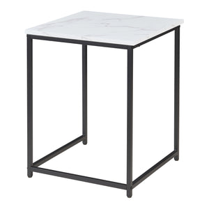 Bijzettafel Trollhättan set van 3 zwart en marmer wit [en.casa]