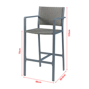 Set de table et 2 tabourets de bar Avise anthracite gris foncé casa.pro