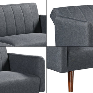 Slaapbank Malå tweezitsbank 175x70x72 cm grijs [en.casa]