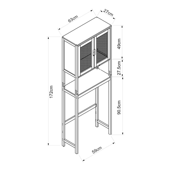 Meuble WC Tervola 172 x 63 x 27 cm noir naturel [en.casa] 