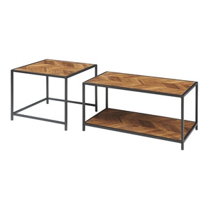 Ensemble de 2 tables basses gigognes Kurghore noir effet chêne foncé [en.casa]