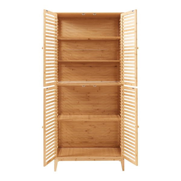Armoire de salle de bain Raurgela bambou 180 x 80 x 40 cm naturel [en.casa]
