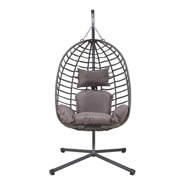 Fauteuil suspendu avec support Kandsvas 198 x 110 x 95 cm gris [en.casa]