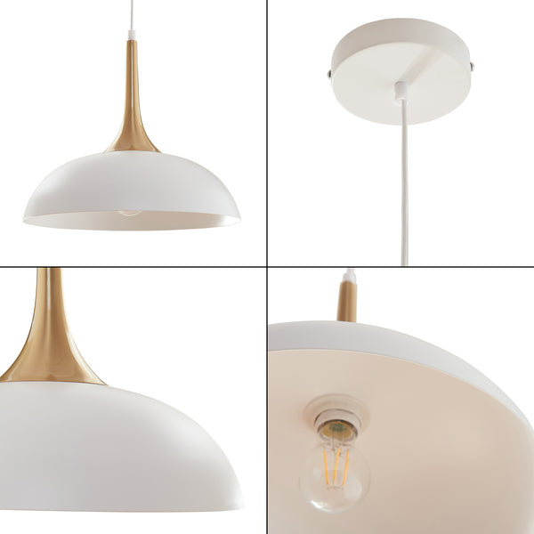 Hanglamp Blairgowrie E27 metalen lampenkap wit en messing lux.pro