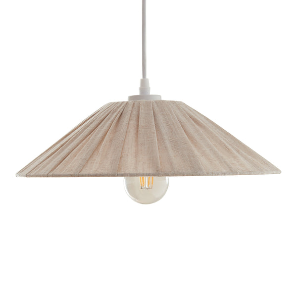 Hanglamp Bridge E27 stoffen lampenkap wit en beige lux.pro
