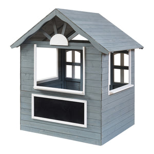 Cabane de jeu d'extérieur Vesa 138 x 120 x 102 cm bois de sapin gris blanc casa.pro