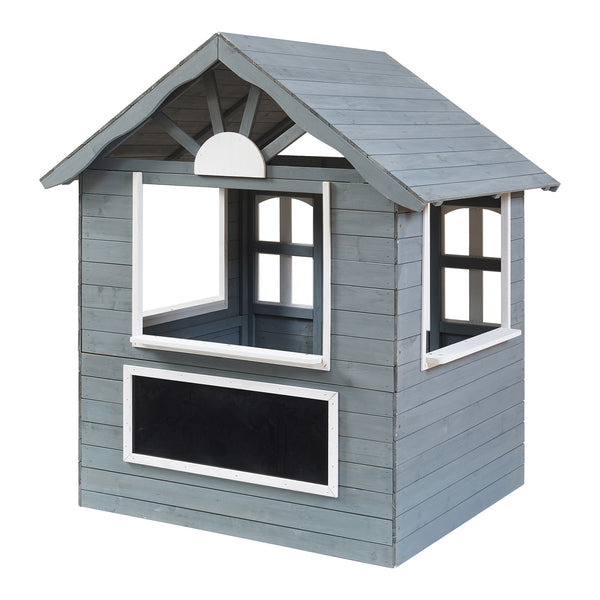 Cabane de jeu d'extérieur Vesa 138 x 120 x 102 cm bois de sapin gris blanc casa.pro