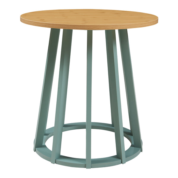 Bijzettafel Lensuu 48x48 cm rond eikenkleurig en pastellgroen [en.casa]