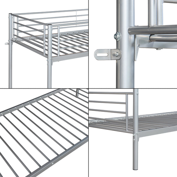 Stapelbed Soppsar met matrassen 90x200 cm zilverkleurig [en.casa] [neu.haus]