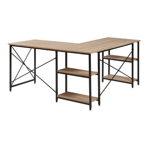 Bureau Klirurud L-vormig of recht bureau eikenkleurig en zwart [en.casa]