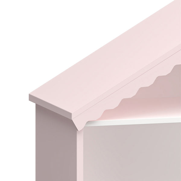 Kinderrek Vestnes in huisvorm 114x91x30 cm wit en roze [en.casa]