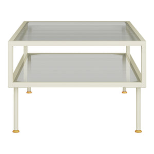 Table basse Lindau acier verre 100 x 50 x 46 cm blanc crème [en.casa] 