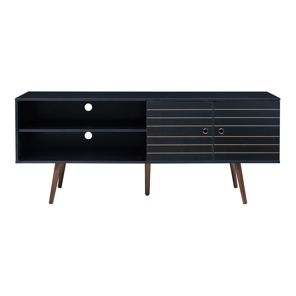 Tv meubel Vare 160x40x66 cm zwart en walnootkleurig [en.casa]