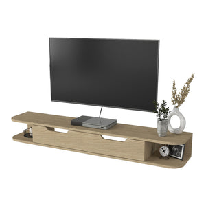 Meuble TV Karjali mural 150 x 30 x 19 cm effet chêne [en.casa] 