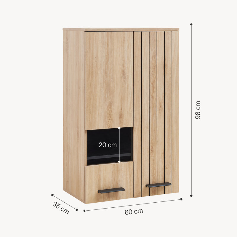 Maatschets Hangkast Noppen wandkast 98x60x35 cm eikenkleurig [en.casa]