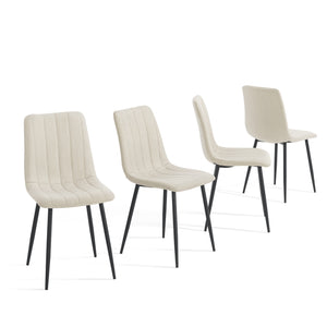 Ensemble de salle à manger Hemnes pour 4 personnes effet chêne / beige [en.casa] 