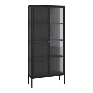 Buffet vitrine Vinterhavn acier 180 x 80 x 35 cm noir [en.casa]