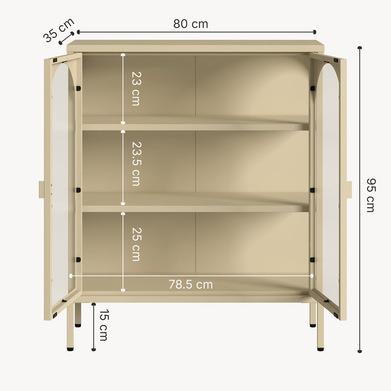 Maatschets Dressoir Klippestad vitrinekast 95x80x35 cm camel [en.casa]