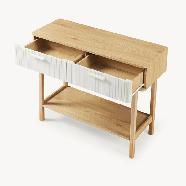 Table console Ferrersp 100 x 40 x 80 cm effet chêne / couleur sable [en.casa]