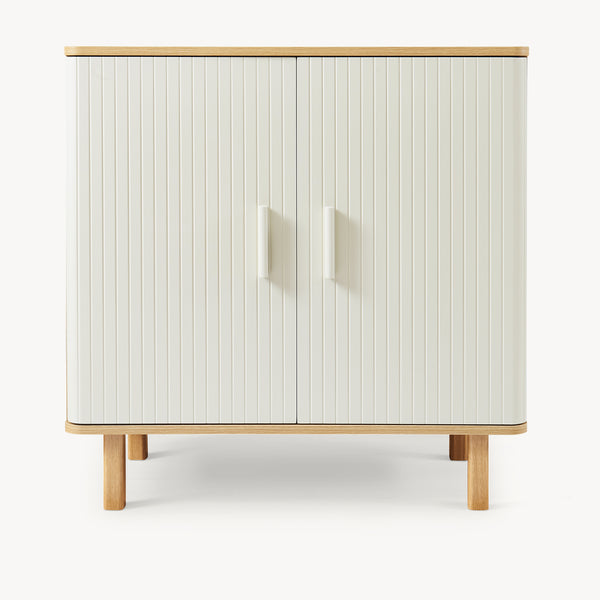 Commode Ferrersp 80x80x40 cm eikenkleurig havermout en naturel [en.casa]