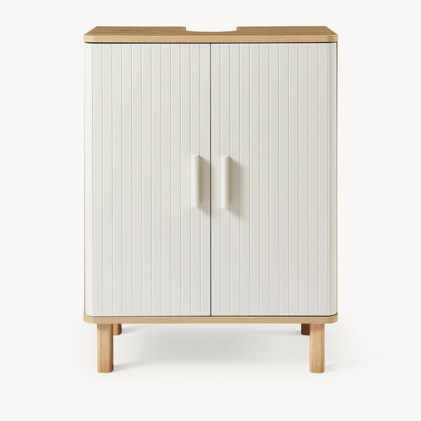 Wastafelonderkast Ferrersp 80x60x35 cm eikenkleurig havermout en naturel [en.casa]