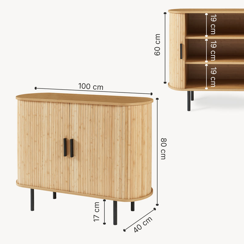 Croquis coté Armoire d'appoint Tvedestrand 100 x 40 x 80 cm naturel / noir [en.casa]