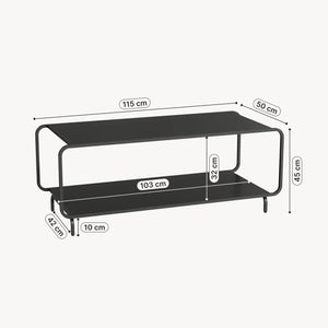 Table basse Færder acier 115 x 50 x 45 cm noir mat [en.casa]