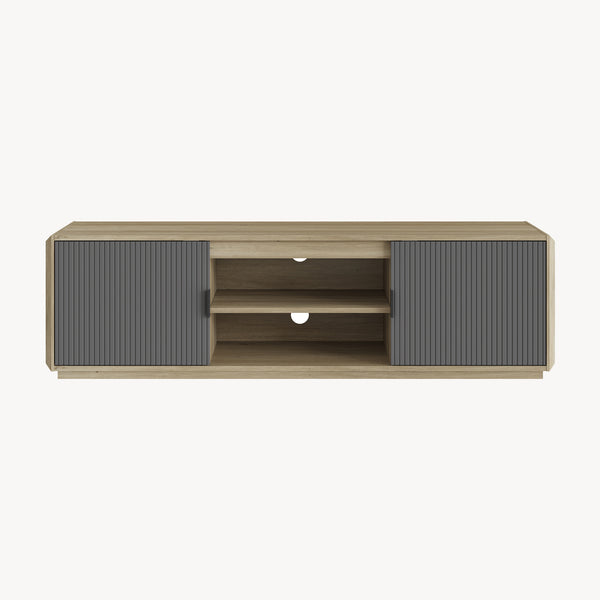 TV meubel Trömi 150x40x43 cm eikenkleurig en grijs [en.casa] 
