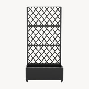 Cloison de séparation avec bac à fleurs Malja acier galvanisé 190 x 82 x 38 cm noir [casa.pro]