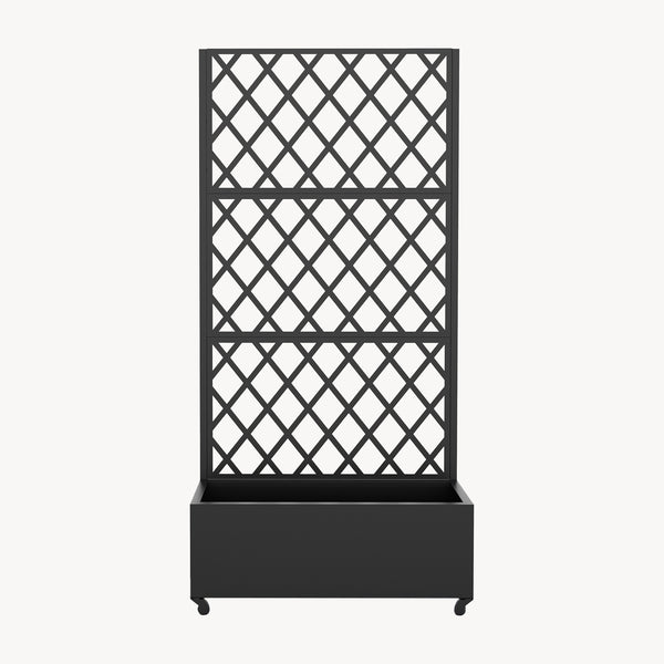 Cloison de séparation avec bac à fleurs Malja acier galvanisé 190 x 82 x 38 cm noir [casa.pro]